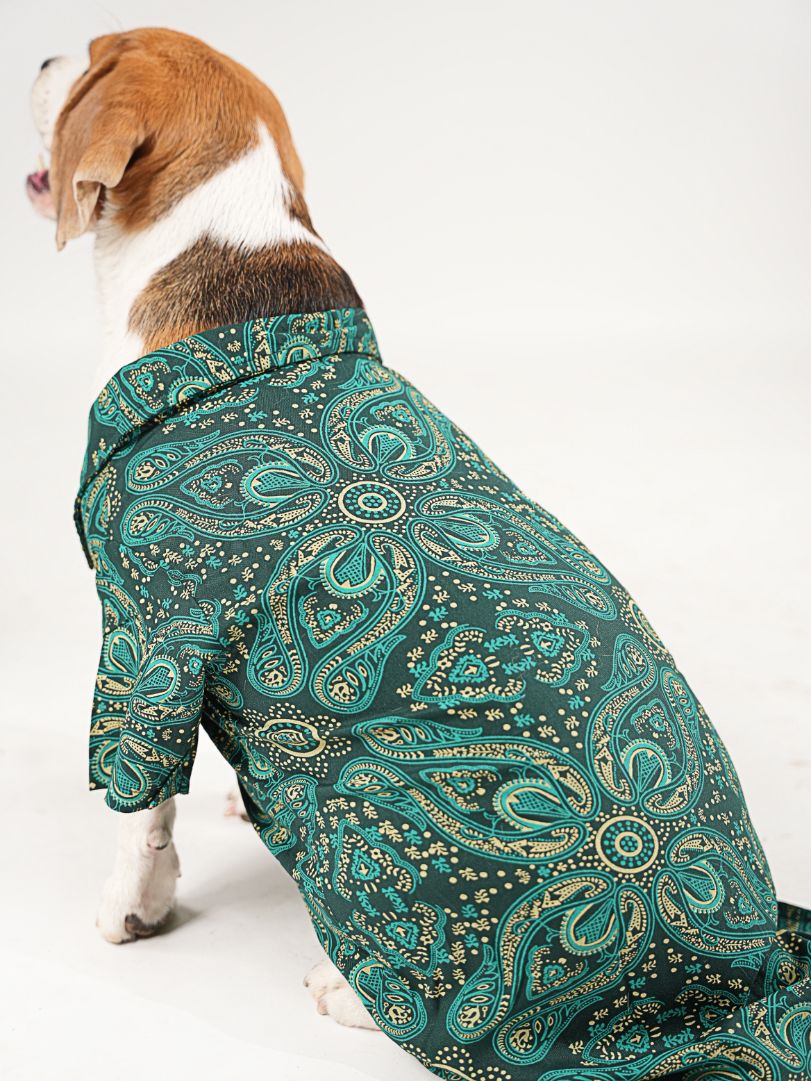 Green Ethnic Print Shirt